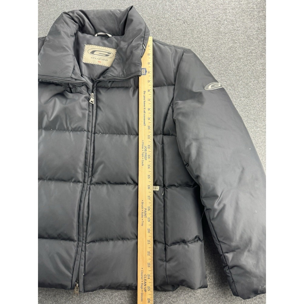 Guess Jacket Womens Size Large Black Quilted Puffer Down Coat Hidden Hoodie Ski‎ - Picture 8 of 16